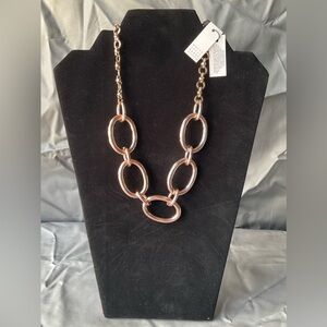 White House Black Market Brass Tone & Gold Tone Loop Chain Necklace  # 1199